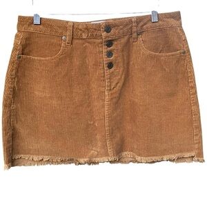 Indigo Rein Womens Brown Corduroy Button Front Mini Skirt Boho Casual